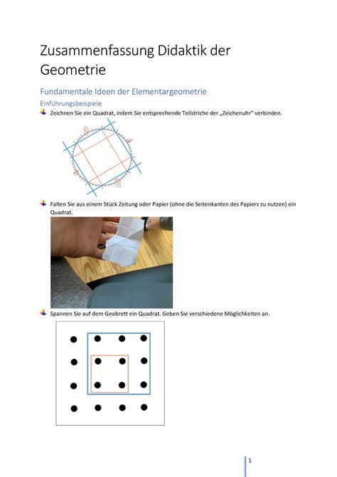 Didaktik Der Geometrie Zusammenfassung Zusammenfassung Didaktik Der