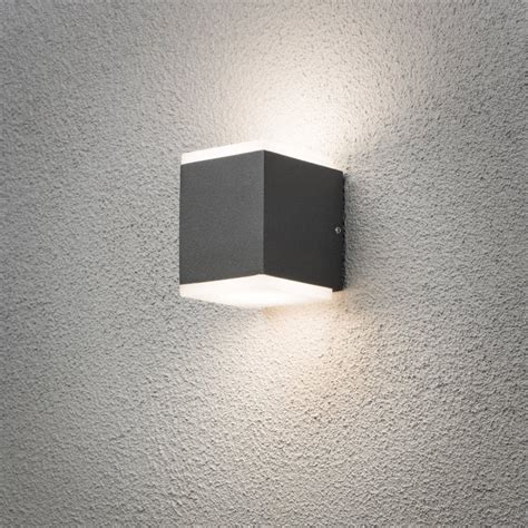 Konstsmide Monza Box Ip54 Twin Outdoor 12w Led Wall Light In Anthracite