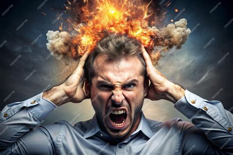 Stress Concept Angry Man With Exploding Head Premium Ai Generated Image