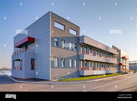 Perspective view of modern and contemporary building in exterior Stock ...