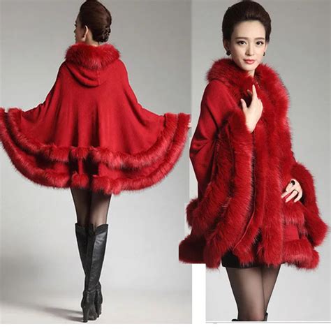 England Style Winter Thick Warm Faux Cashmere Women Shawl With Fake Fox Fur Trim Hooded Scarf