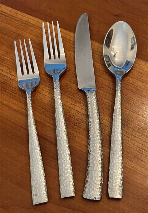 Hampton Silversmiths BURGONE Hammered Glossy Stainless Flatware