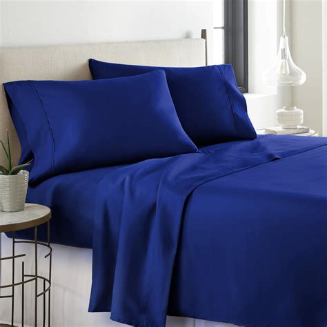 Navy Blue Sheet Set Comfy Solid Sateen Bed Sheet Sets Queen Bed