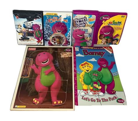 LOT OF BARNEY the Dinosaur VHS Movies Christmas DVDs Wooden Puzzle ...