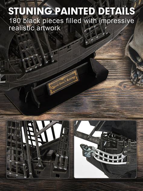 Cubicfun Black Pirate Ship Model Kit Third Generation Upgrade Queen