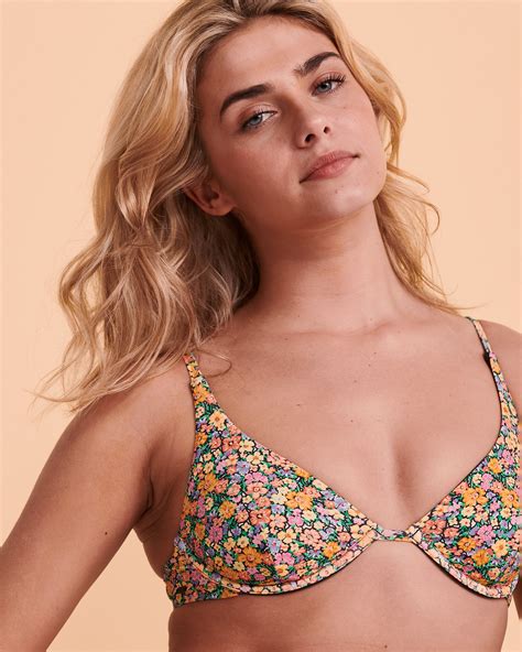 Rip Curl Afterglow Floral Plunge Bikini Top Ditsy Floral Bikini Village