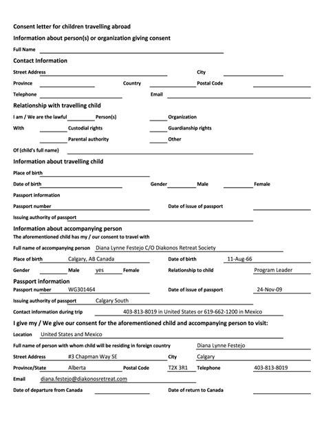 Tsa Minor Travel Consent Form Fill Online Printable Fillable Blank