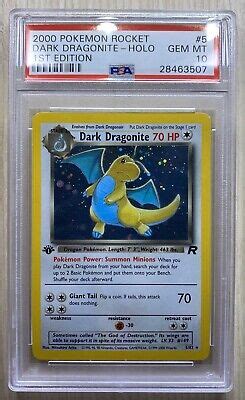 Pokemon Team Rocket St Edition Holo Dark Dragonite Psa Gem