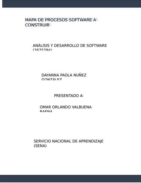 Mapa De Procesos De Software A Construir Mapa De Procesos Software A