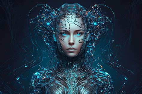 Generative Ai Futuristic Face Female Humanoid Robot A Technological