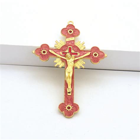 Gold Catholic Inri Budded Wall Crosses Christian Latin Cross Fleuree