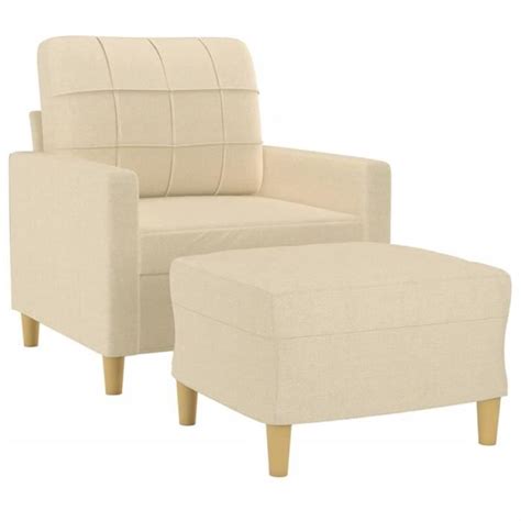 Vgeby Fauteuil Avec Repose Pied Cr Me Cm Tissu Cyanshop Cdiscount