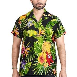 CLUB CUBANA Camicia Da Uomo Hawaiana Floreale Classica Casual A Maniche