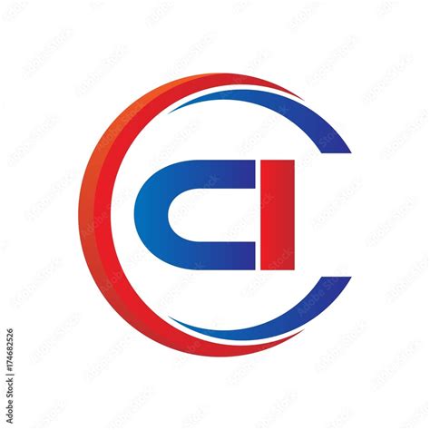 ci logo vector modern initial swoosh circle blue and red Stock Vector ...