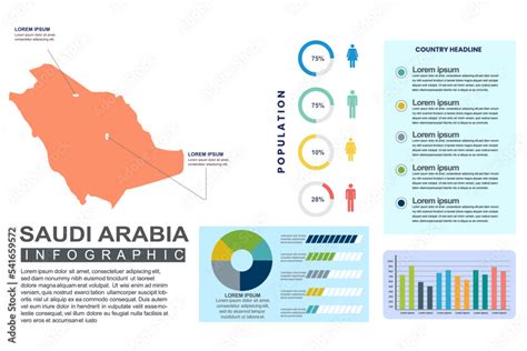 Vetor De Saudi Arabia Detailed Country Infographic Template With World