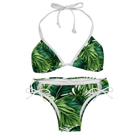 Tropical Jungle Palm Leaves Detachable Sponge Adjustable Strap Bikini