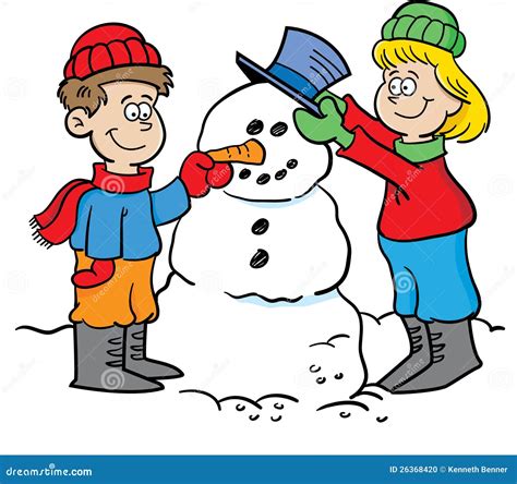 Kids Building A Snowman Stock Photo - Image: 26368420