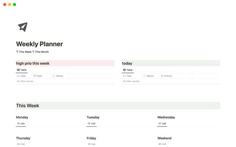 Weekly Planner | Notion Template