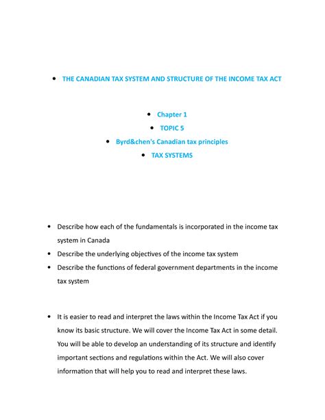 Chapter 1 Topic 5 Byrd Chen S Canadian Tax Principles THE CANADIAN