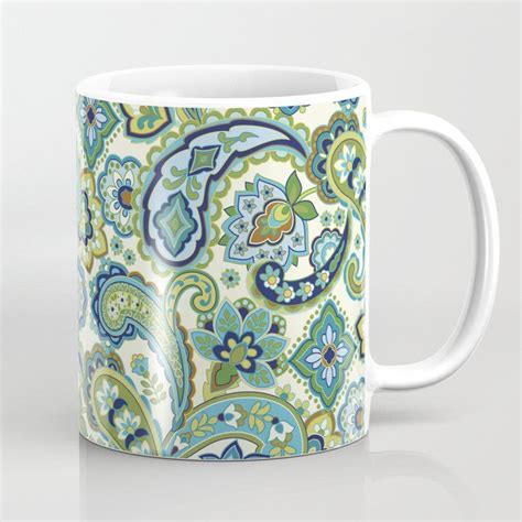 Blue And Green Paisley Coffee Mug By Barbara Pixton 11 Oz Mugs