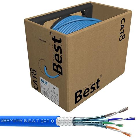 B E S T Germany Cat 8 Verlegekabel S FTP 200m Blau Ab 159 00