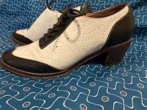 Re Mix Classic Vintage Shoes Womens 7m Saddle Oxford Heels Spectator Wwii Ebay