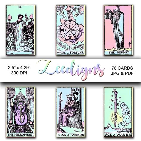 Green Pastel Tarot Cards 78 Deck Instant Digital Download - Etsy