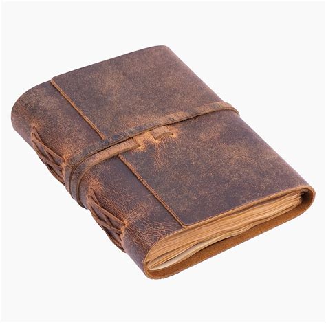 Lined Paper Leather Bound Journal Pages Rustic Brown X Inches