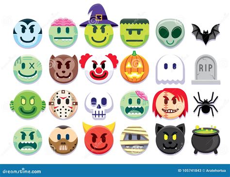 Halloween Emojis Set Flat Vector | CartoonDealer.com #127566785