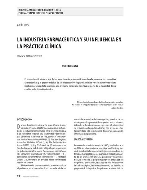 PDF La industria farmacéutica y su infLuencia en La práctica