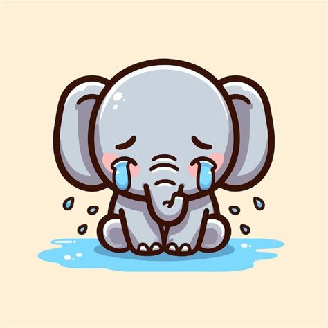 Premium Vector Vector Cute Crying Elephant