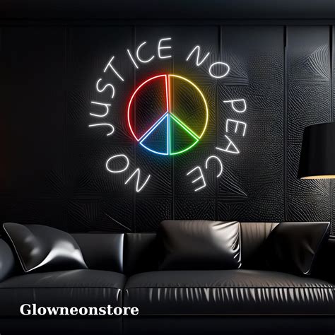 Glowneon On Just Ice No Peace Neon Sign Peace And Love Neon Led Sign Peace Wall Art Led Sign