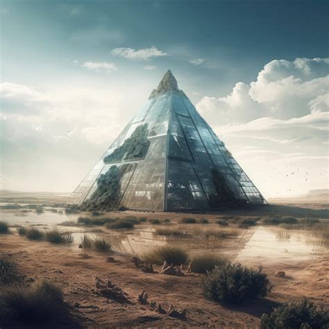 Premium AI Image | Futuristic pyramid building in the desert