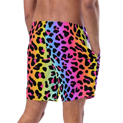 Rainbow Leopard Print Gay Pride Swim Trunks Pride Swim Etsy