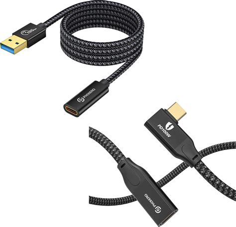 Phixero 10gbps Usb C Female To Usb Male Adapter And Right Angle Usb C Extension Cable