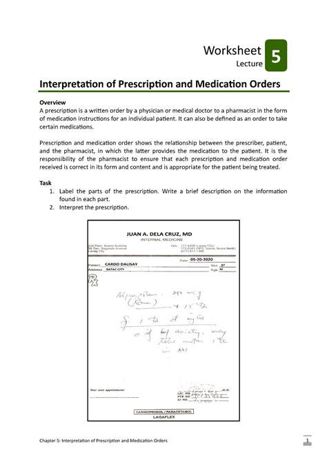 Labeling Precription Answer Interpretation Of Prescription And