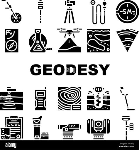 Geodesy Equipment Collection Icons Set Vector Illustration Stock Vector