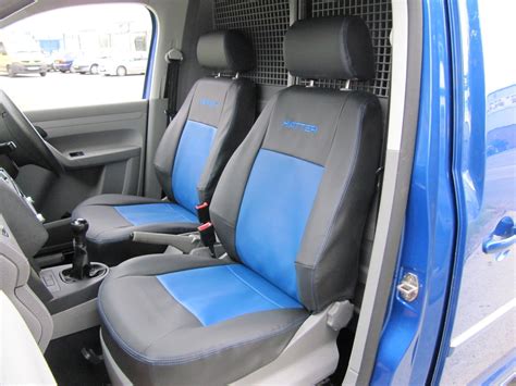 VW Caddy Van Tailored Fit Tailored Seat Covers Black With Blue With