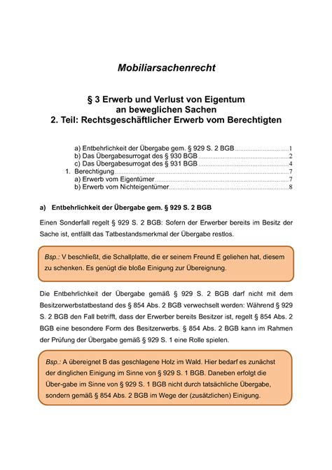 Skript Eigentum Mobiliarsachenrecht 3 Erwerb Und Verlust Von