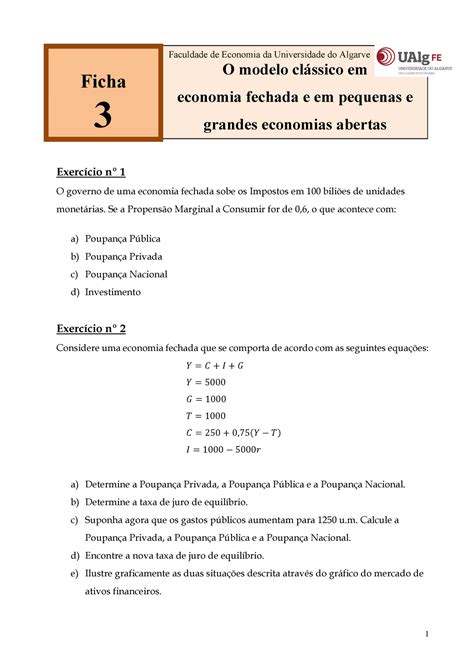 Ficha 3 Macroeconomia Ii Ualg Studocu