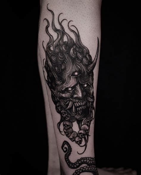 50 Oni Mask Tattoos Origins Meanings Tattoo Ideas