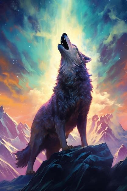 Premium AI Image | A wolf howling at the moon