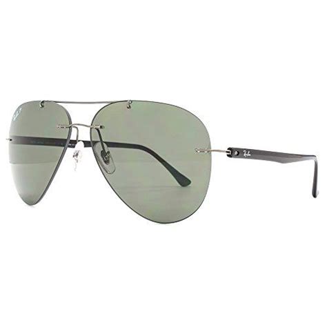 Ray Ban Rimless Aviator Sunglasses In Gunmetal Green Polarised Rb8058 004 9a 59 The Sterling