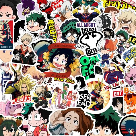 My Hero Academia MHA Anime Vinyl Stickers (Pack of 50) – CareFlection.in