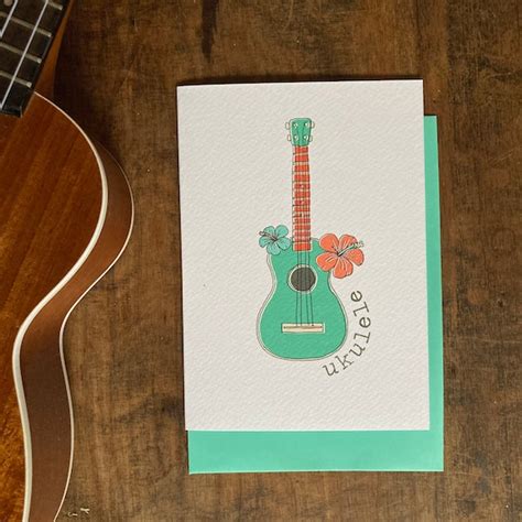 Ukulele Card Ukulele Birthday Card Ukulele Card Ukulele Etsy Uk