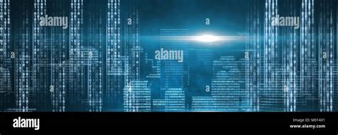 Code Binary Interface And Blue Background Stock Photo Alamy