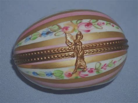 Boite Ancienne Bijoux Pilulier En Porcelaine De Limoges Sign Eur