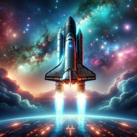 Journey Beyond Earth: Futuristic Space Shuttle Launch Stock ...