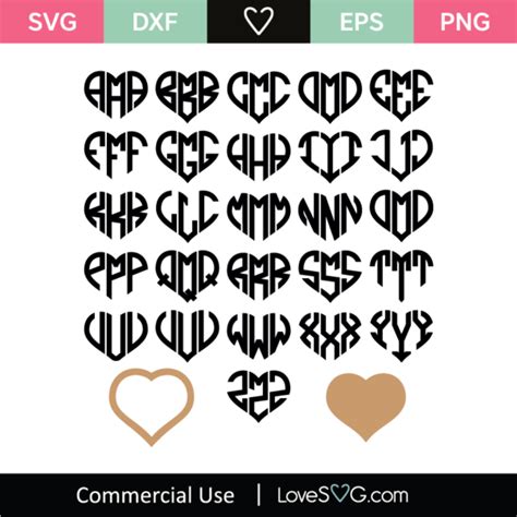 Heart Monogram SVG Cut File - Lovesvg.com