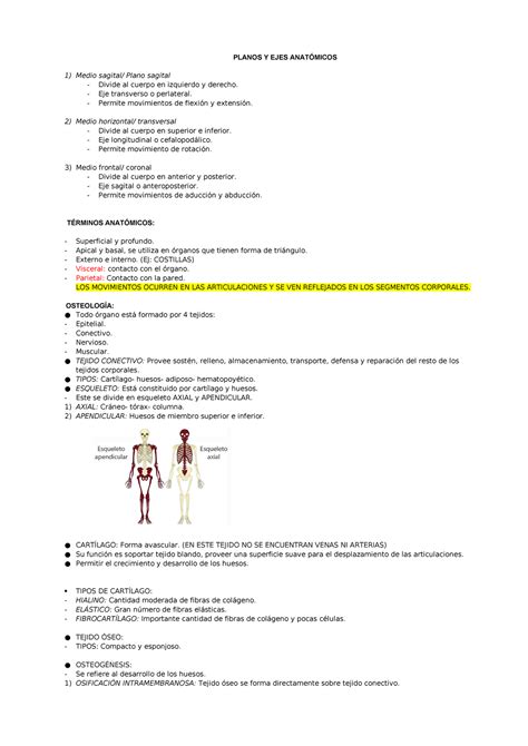 Resumen Anatomía Apunte anato PLANOS Y EJES ANATÓMICOS 1 Medio